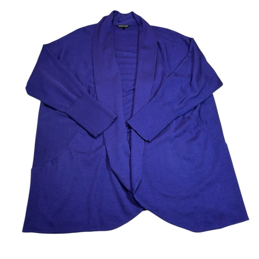 Eileen Fisher Italian Merino Wool Cardigan, Open Front, Size Large, Super Soft - Picture 4 of 11